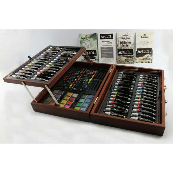 Art 101 Paint Kit: 30 Watercolor • 28 Acrylic • 30 Pastel Sticks/24 Pastel Cakes